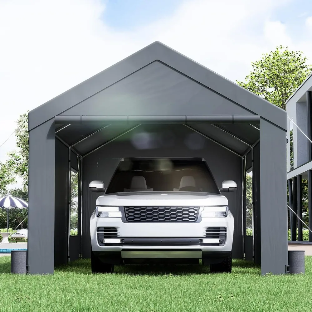 Carport Garage,with Roll-up Ventilated Windows & Removable Sidewalls, UV Resistant Waterproof All-Season Tarp,carport