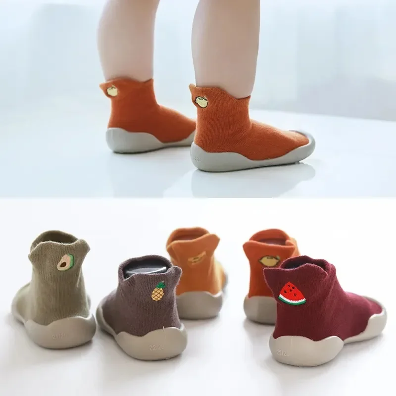 Newborn Baby Boy Shoes Embroidery Pattern Nonslip Floor Socks Kids Girls Soft Rubber Sole Crib Toddler Booties Child Sneakers