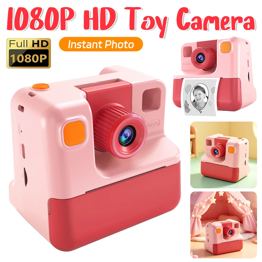 1080p-hd-おもちゃカメラ幼児用カメラインスタントプリント写真サーマルプリンター小型ビデオカメラ子供のおもちゃ女の子男の子の誕生日プレゼント
