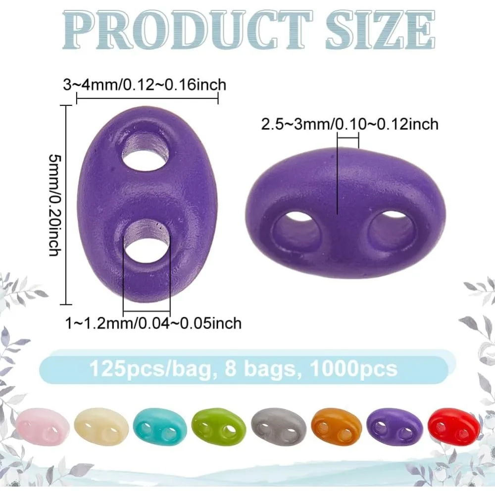 1000Pcs 2 Hole Opaque Glass Seed Beads 5x3~4mm Czech Glass 2-Hole Beads Oval Shape Tiny Loose Spacer Bead Opaque Braiding