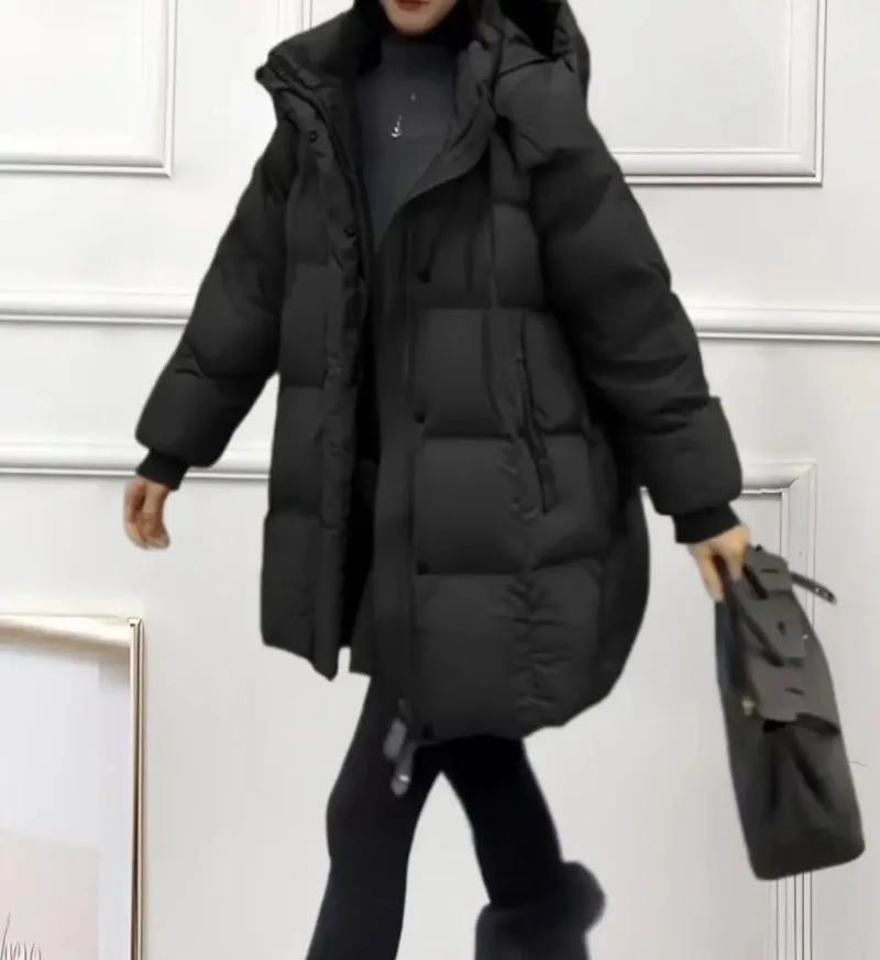 Winter Jacket New Style Fashionable Thick and Warm Mid-length Loose-fitting Down and Cotton Coat for Autumn and Winter Seasons