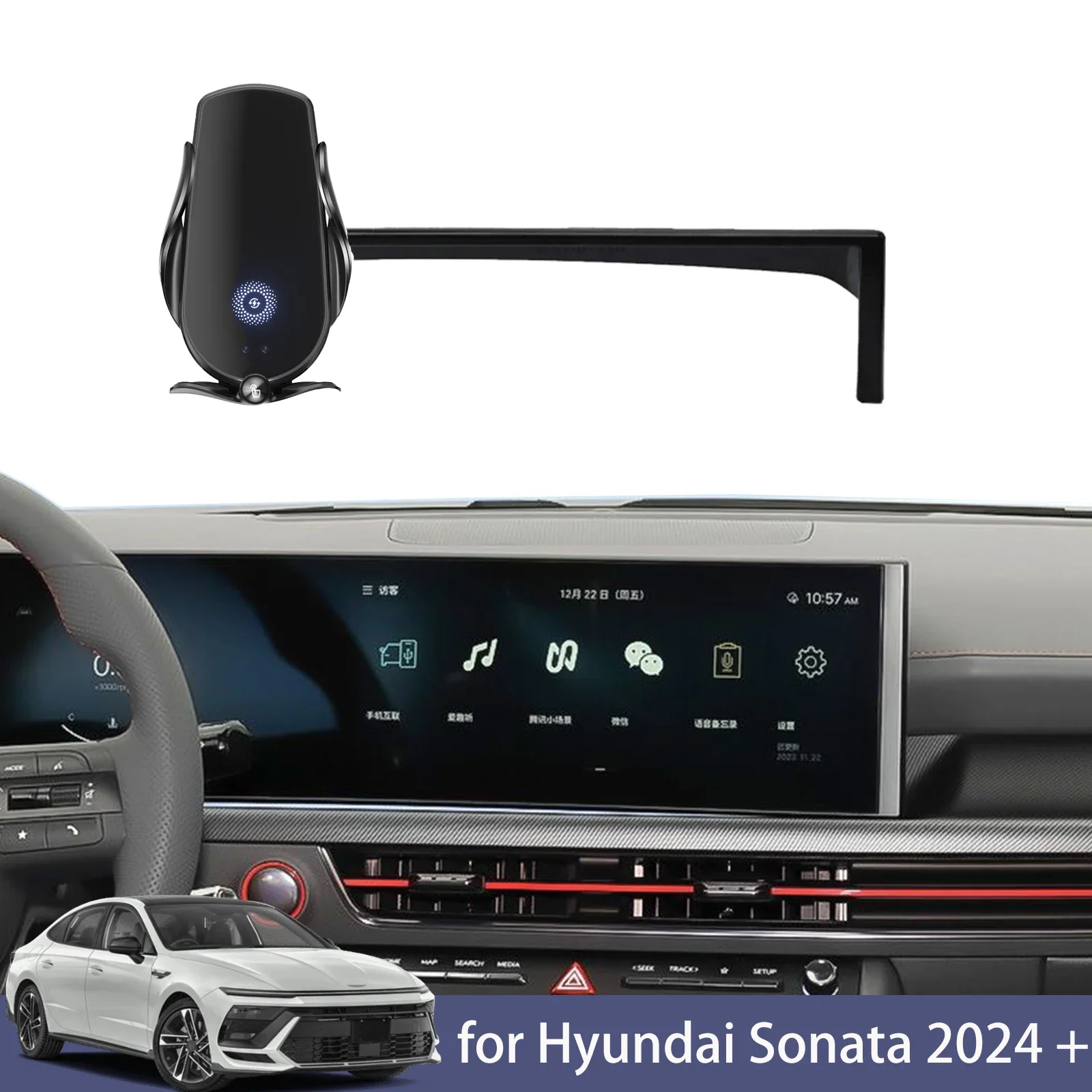 

Car Phone Holder for Hyundai Sonata 2024 N-line Screen Navigation Bracket Magnetic Upgraded Wireless Charging Rack