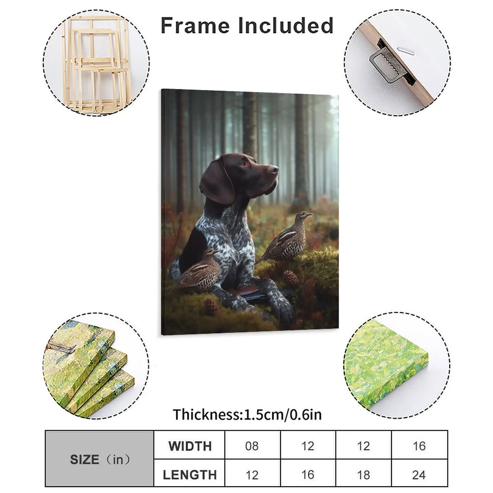 German Shorthaired Pointer Hunting Forest Canvas Painting Cinema Design Wall Decor Printed Create Framed Wall Painting