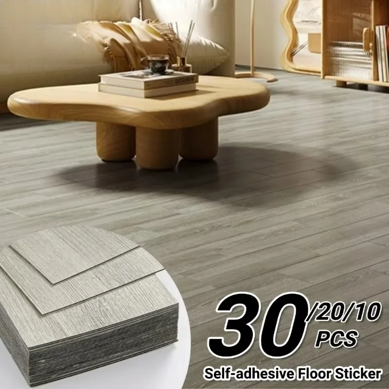 30/20/10 PCS PVC Wood Grain Floor Tile Sticker Self Adhesive Wall Stickers Peel and Stick Floor Stickers Living Room Decoration