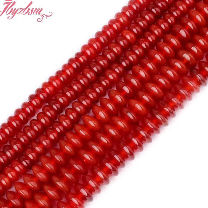 

Natural Beads Agates Red Rondelle Smooth Stone Beads Loose Spscer Strand 15" For DIY Necklace Bracelets Jewelry Making 3x6/4x8mm