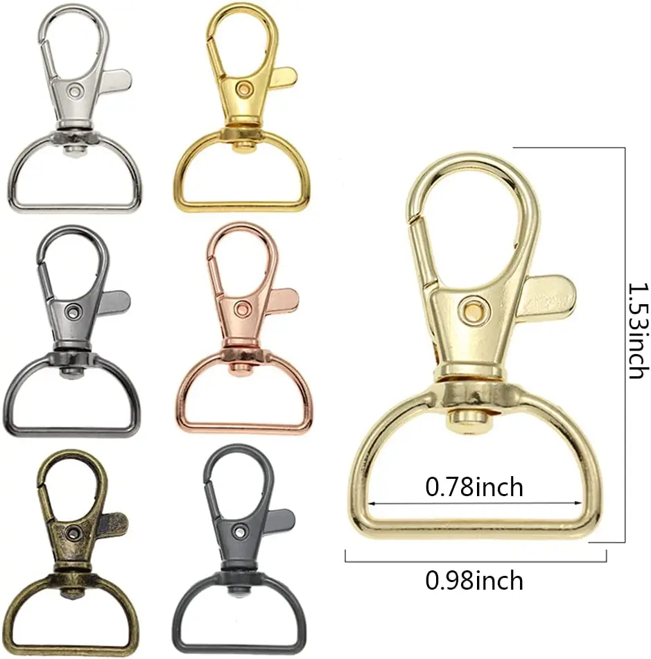 2/5Pcs Swivel Clasps Snap Hooks D Rings Alloy Metal Lanyard Snap Hooks for Keychain Bag Key Rings Jewelry Making Crafting Sewing