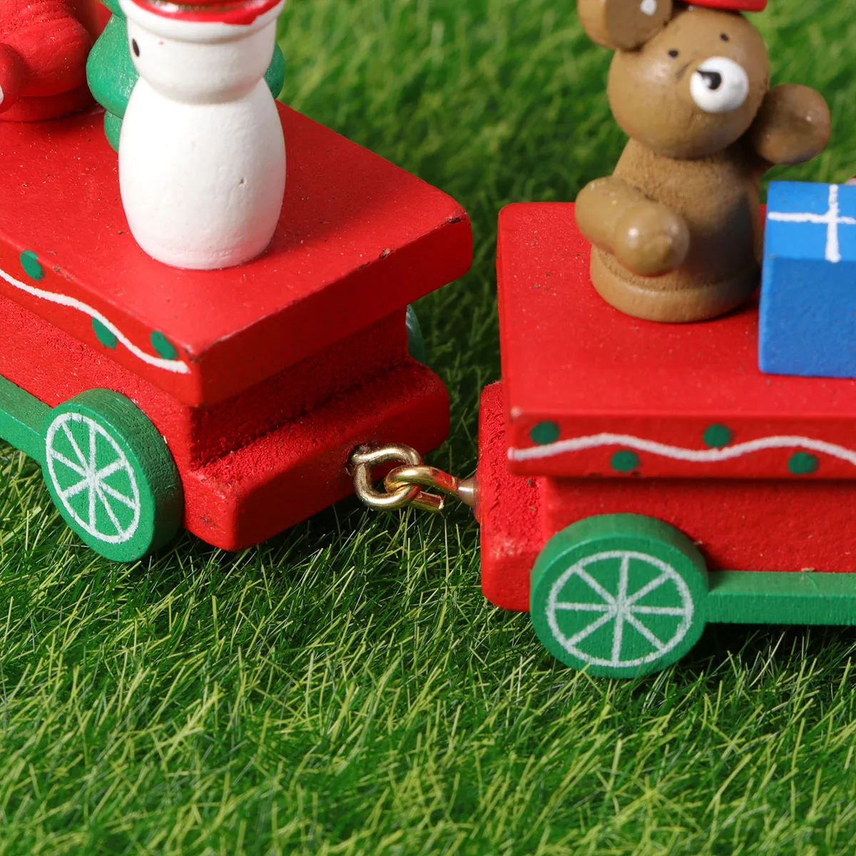

Four Section Wooden Train Mini Desktop nament Kids Table Window Decoration Supplies Christmas Eco Friendly Toy Non Fading Long