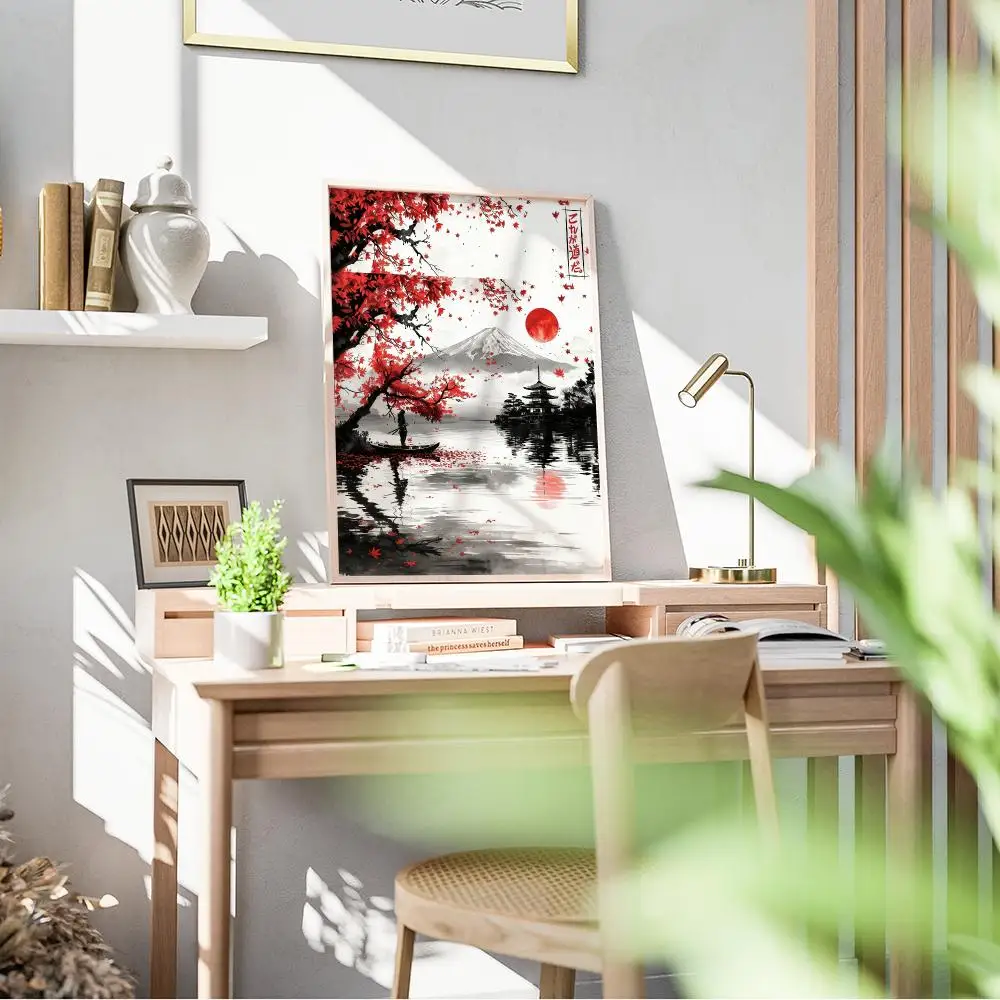Japanese Landscape Ink Painting Poster Music Album Cover For Room Canvas Painting Print Art Home Wall Decor Picture Gift