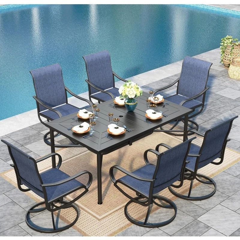 

Outdoor Dining Set Patio Dining Set for 6 Outdoor Table and Chairs 7 Pieces Outdoor Patio Set with Swivel Patio Chairs 64"