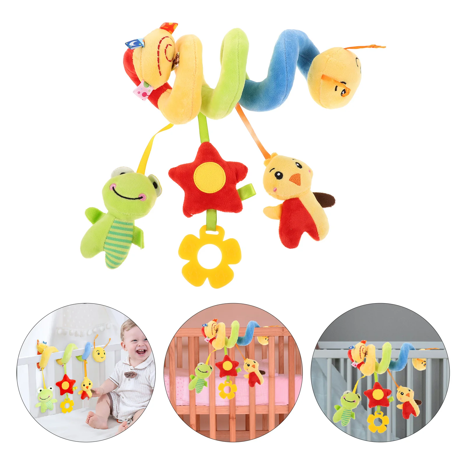 

Soft Cotton Crib Spiral Wrap Hanging Activity for Baby Stroller Car Seat Sensory Stimulation Tactile Auditory Development Safe