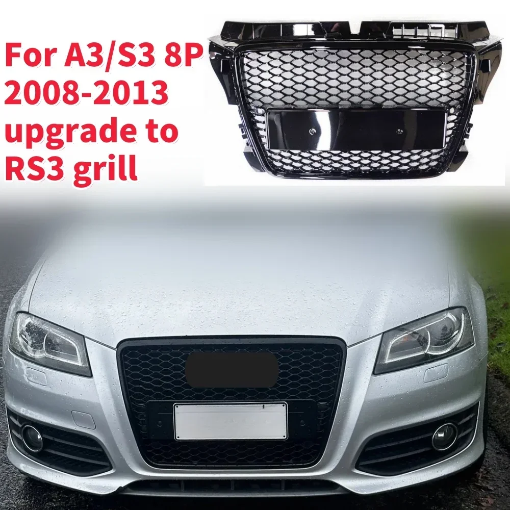 

Для RS3 Style Front Sport Hex Mesh Honeycomb Hood решетка для Audi A3/S3 8P 2009 2010 2011 2012 2013 Новинка