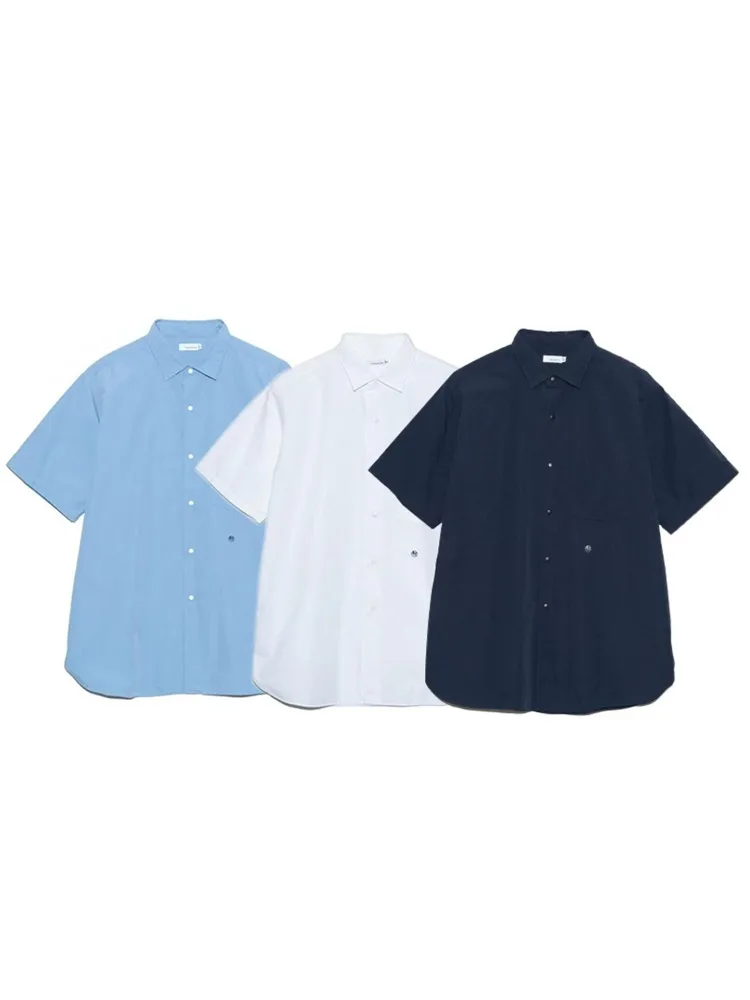 

25SS NANAMI Japanese Solid Color Pocket Retro Loose Casual Versatile Short Sleeved Button Down Shirt for Men and Women