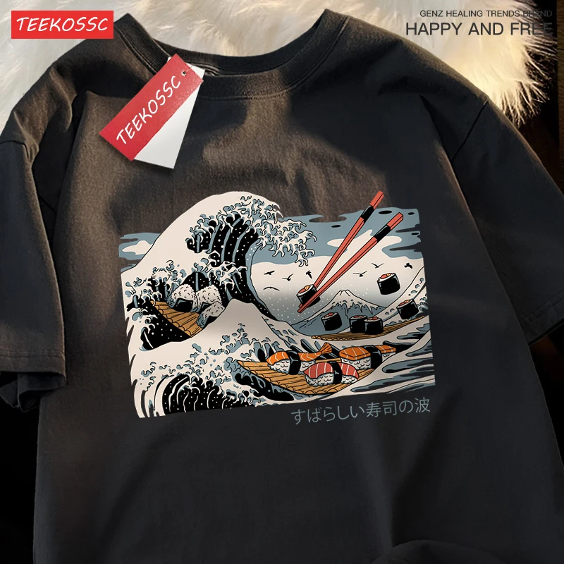 Das große Sushi Wave Printing Herren Kleidung weiche T-Shirt Kleidung T-Shirt lose atmungsaktive T-Shirt übergroße kurz ärmel ige Unisex