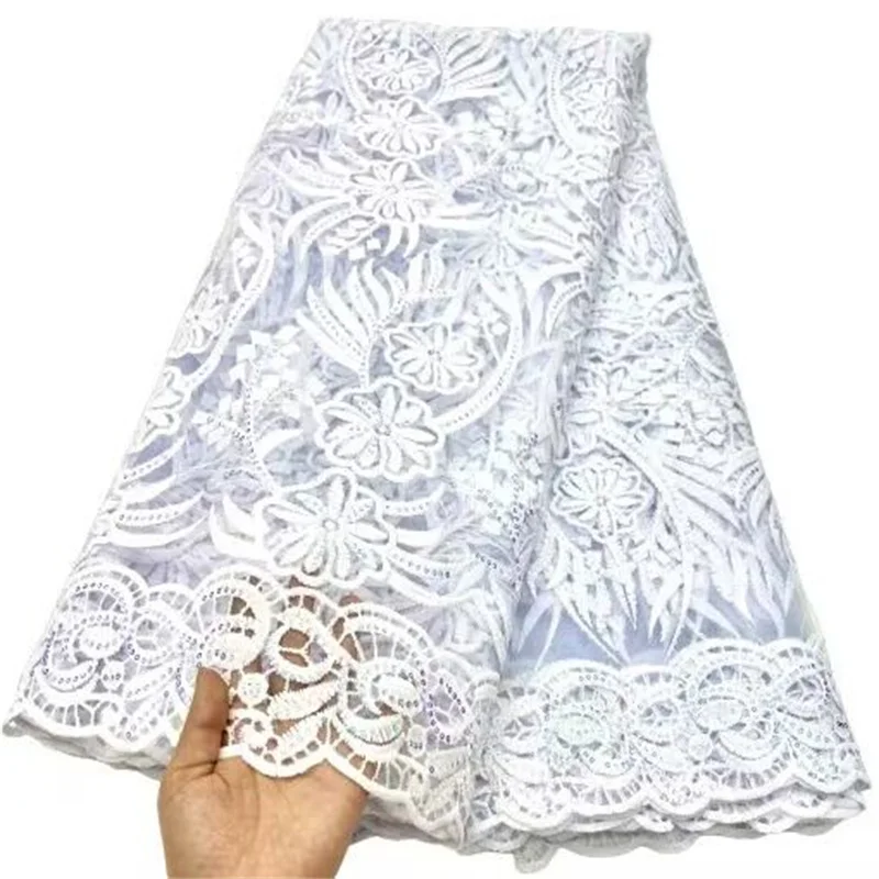 

2023 белая кружевная ткань высокого качества, африканская французская сетчатая кружевная ткань с блестками, нигерийская фототкань