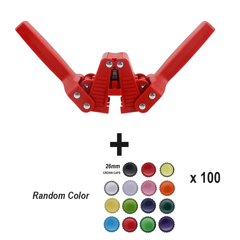 Manual Bottle Capper 100 Crown Caps Kit 15 Different Colors 26 mm Crown Caps Homebrew Bottling Equipment