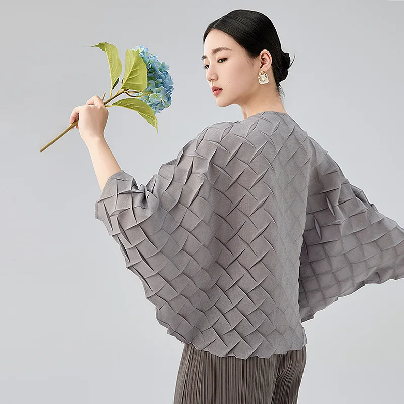 Miyake Hand-pressed Pleated Jacket 2025 Summer New Premium Sense V-neck Solid Color Single-breasted Loose Hundred Cardigan
