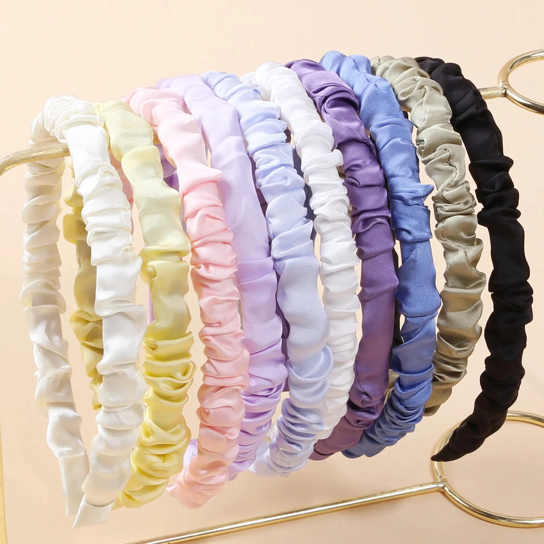

10pcs Women Satin Headbands Plastic Hairbands Women Handmade Headband Satin Hairbands Women Girls Hair Accessories