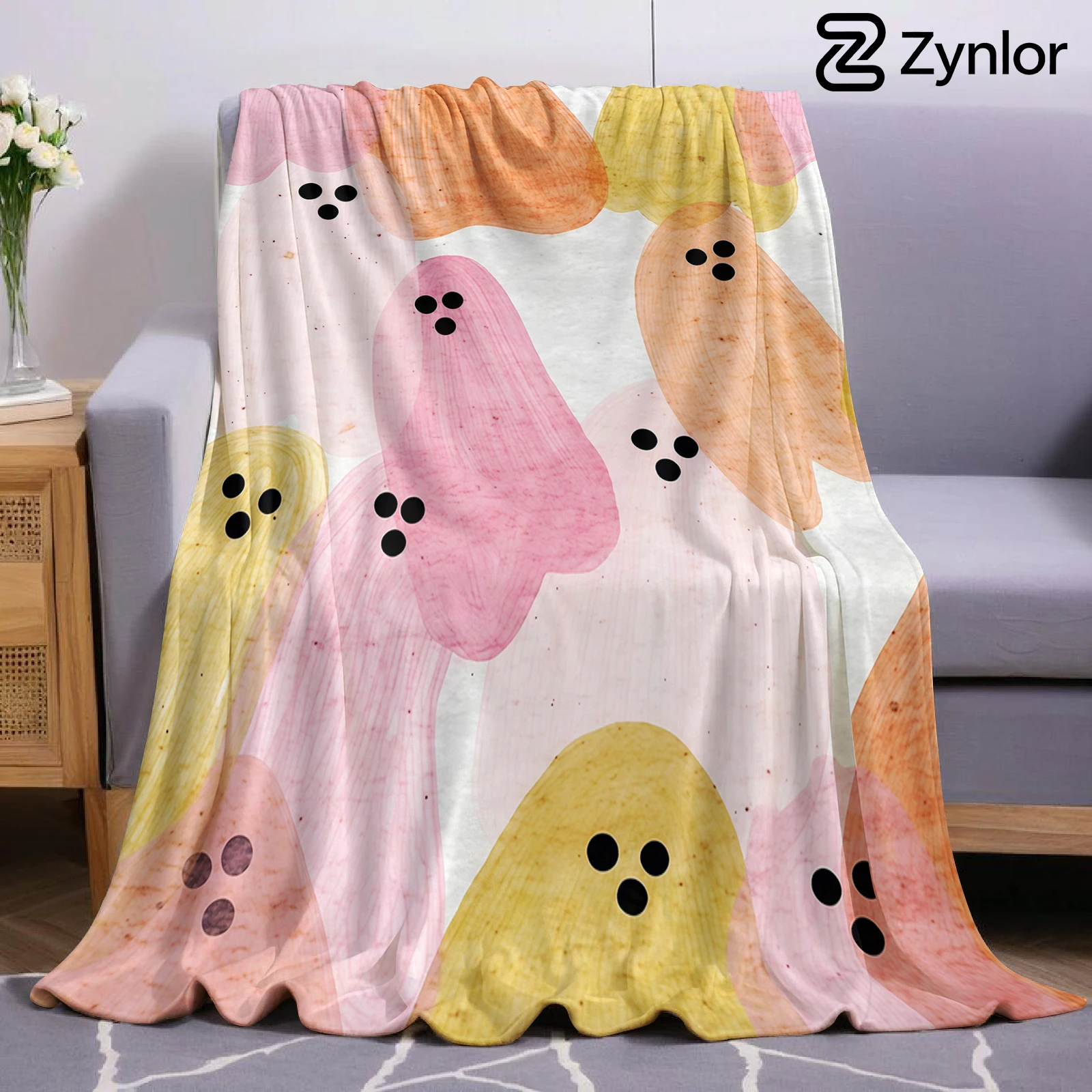Watercolor Transparent Ghost Lightweight Microfiber Soft Christmas Fleece Blanket Warm Cozy Throw for Bed Sofa Office All Season
