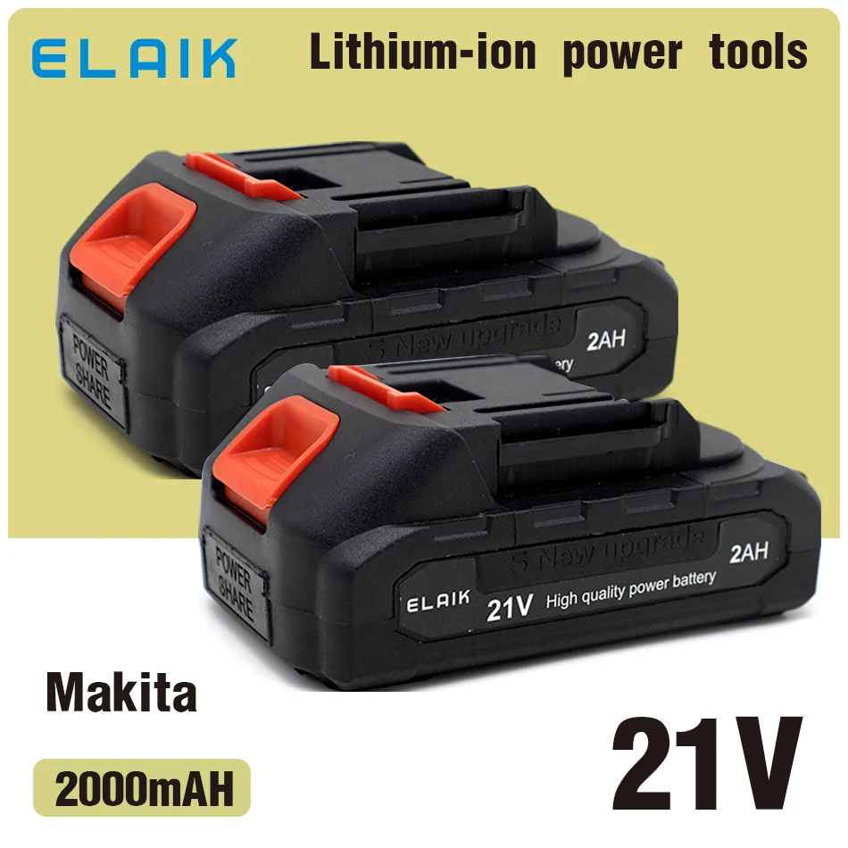 2pcs/lot 21v 2ah Rechargeable Lithium Ion Battery High Capacity Cordless Electric Power Tool Battery Suitable Makita Power Tool