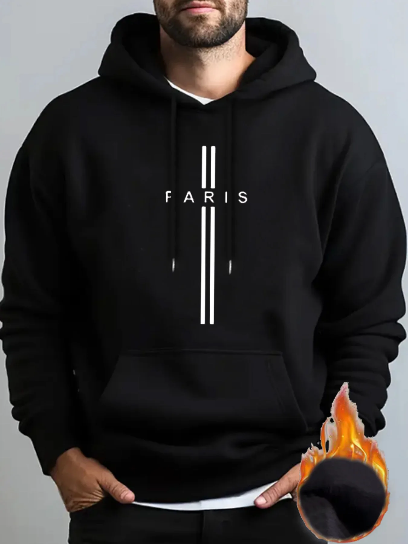Herren Herbst und Winter modische lässige lose Paris Brief drucken Fleece Pullover langärmelige Hals Sweatshirt Trainingsanzug Männer