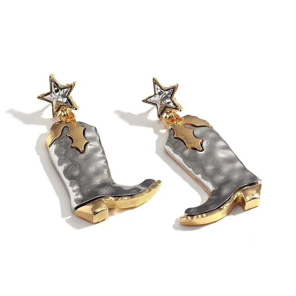 Personalized design sense niche shoes earrings five-pointed star diamond-encrusted boots earrings alloy jewelry cross-border who