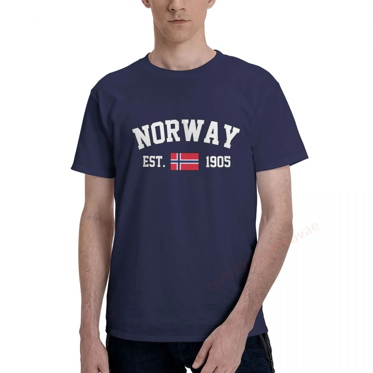 

100% Cotton Ironing Norway Flag With Est. Year Navy T shirts Men Casual Women Clothing Patriotic T-Shirts Tops Tees