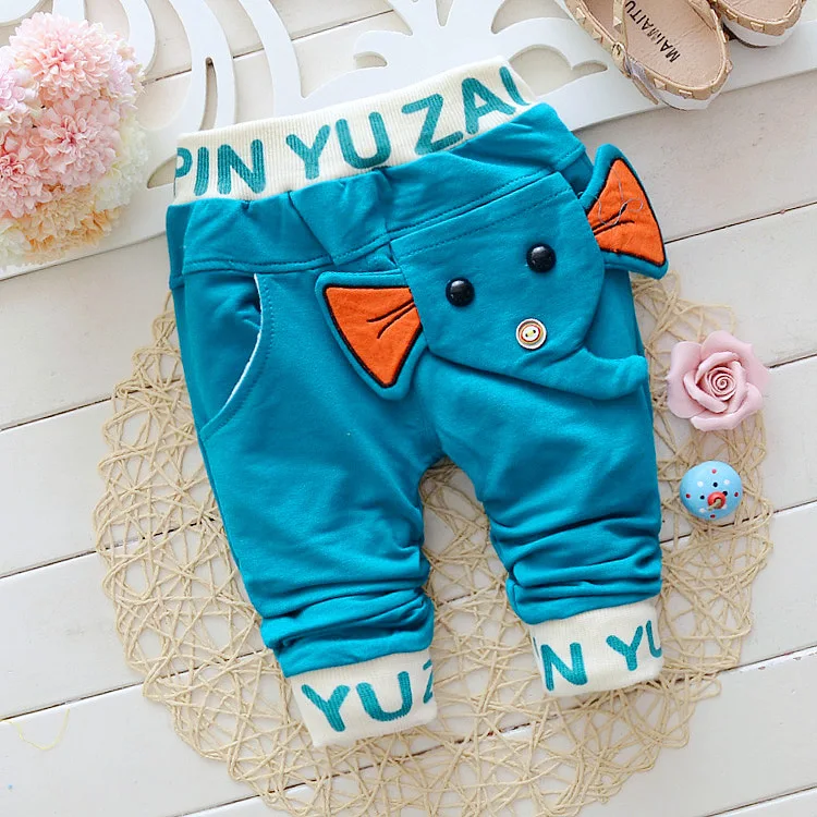 2024 New Spring Autumn Baby Pants Cotton Elephant Style Baby Boy Pants 0-2 Year Kids Pants Casual Pants For Girls