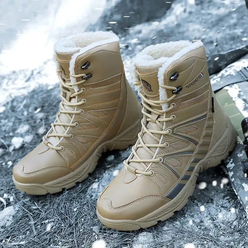 \2024 nuovi stivali da neve da uomo più scarpe da lavoro da trekking all'aperto in velluto e ispessimento calde, impermeabili e antiscivolo