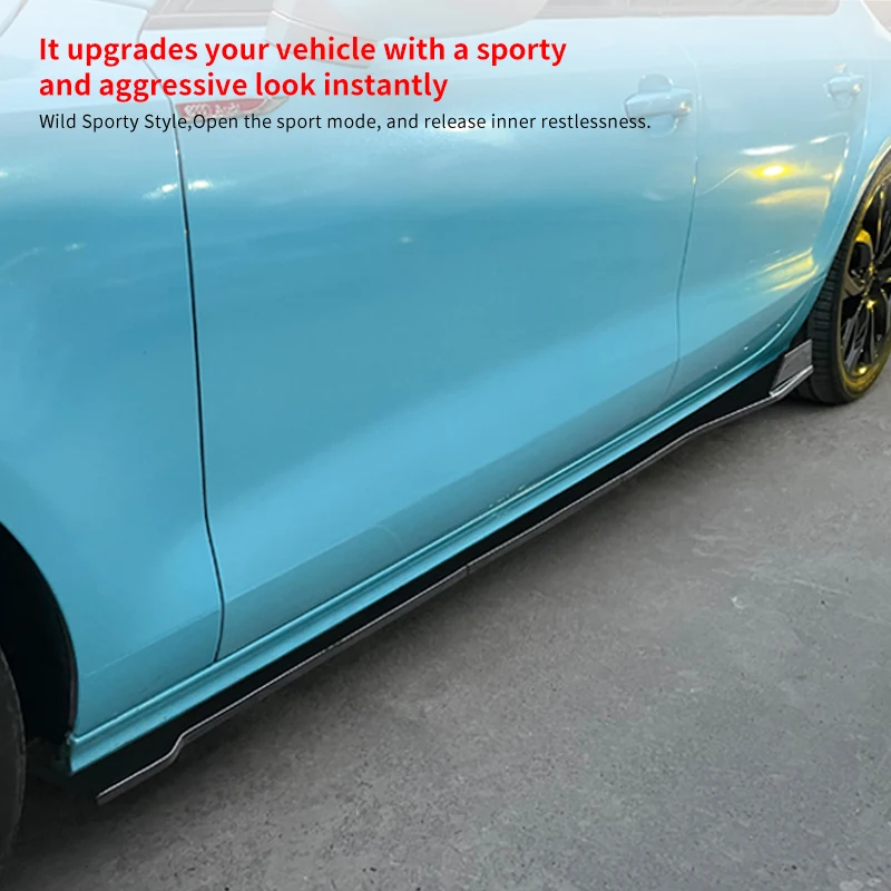 

Car Side Skirts Extensions Bumper Door Lip Splitters Winglet Accessories Carbon Fiber Look ABS For Audi RS7 2014 2015 2016