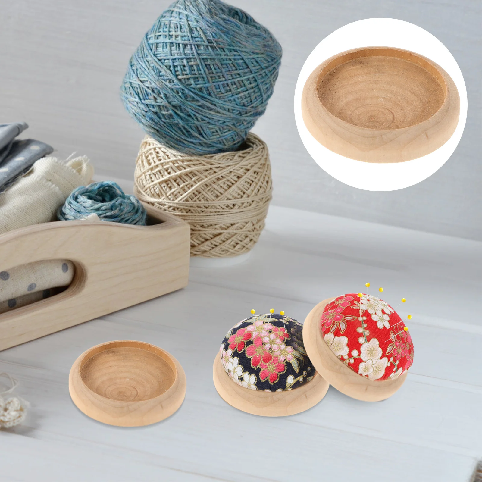 

10 pcs Reusable Needle Cushion Base Solid Wood Mini Artware Bases Compact Sewing Tool For Embroidery Quilting Diy Wooden Storage