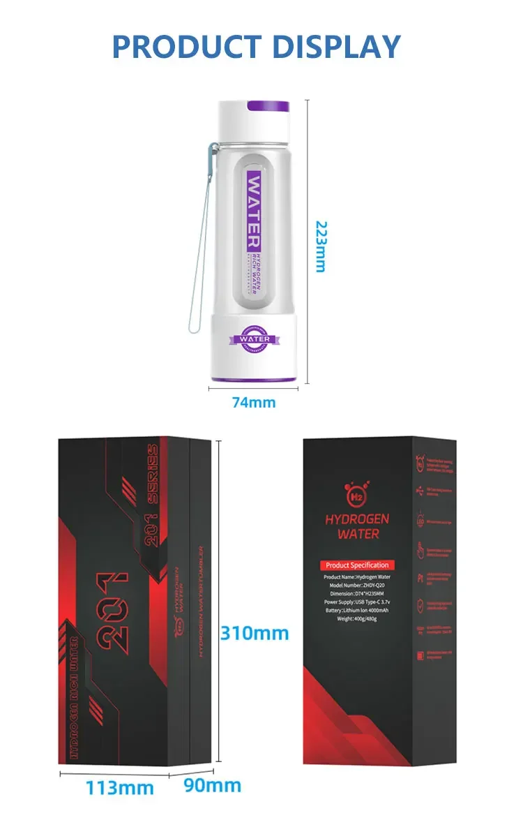 Intelligent H2 Electrolyte+Proton Exchange Membrane PEM H2 Suction Device 4000mAh