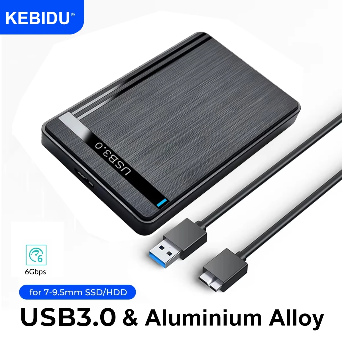 SSD 외장 스토리지 HDD 박스용 모바일 하드 드라이브 케이스, 2.5 인치 SATA-USB3.0 HDD 인클로저, 노트북용 SATA SSD HDD, 6Gbps 속도 ,2.5