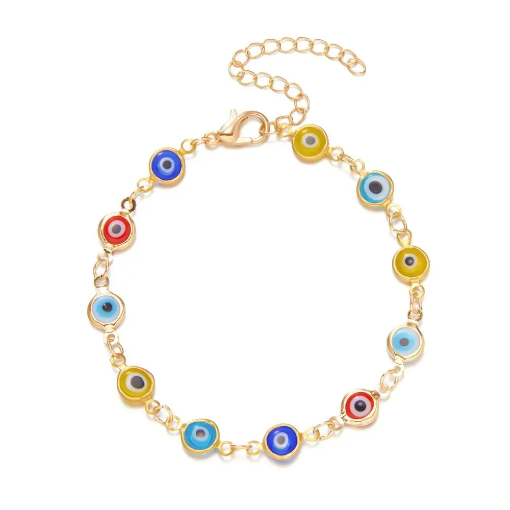 Colorful Turkey Evil Eye Bracelet Adjustable Good Luck Lucky Evil Eye Bracelet Metal Chain Wealth Turkish Blue Evil Eye Bracelet