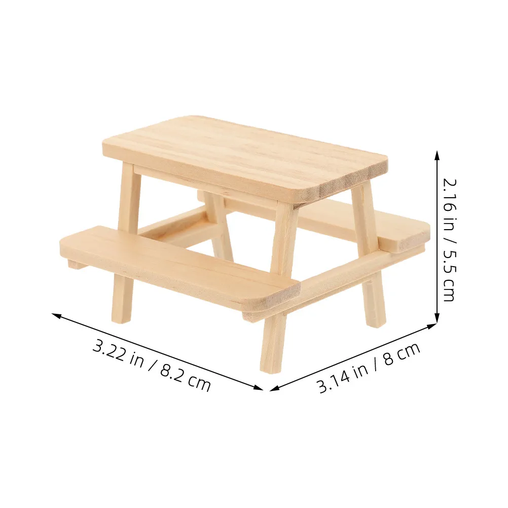 2Pcs Wooden Dollhouse Furniture Set For Cake Decor Miniature Combined Table Chairs Realistic Scene Building Photography