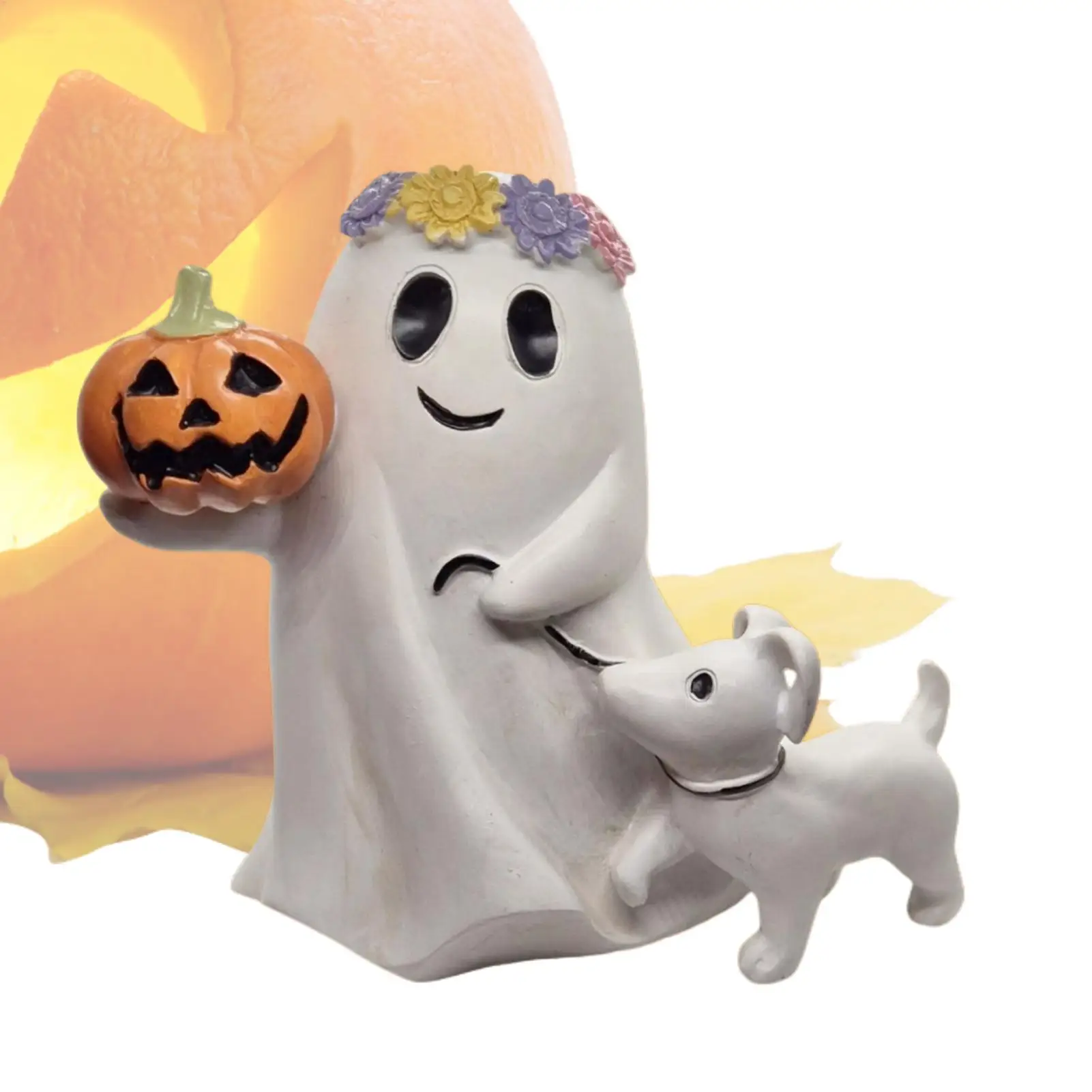 

Ghost Dog Statue Halloween Ghost Walking Dog Statue Funny Ghost Walking Halloween decorations home Tabletop decoration