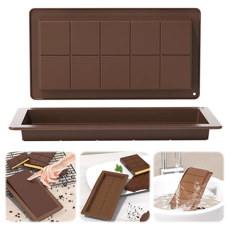 ABKW-Molde de barra de Chocolate de Dubái de 10 agujeros de estilo árabe, moldes de Chocolate de silicona de espesor profundo, herramienta de fabricación reutilizable y fácil de limpiar
