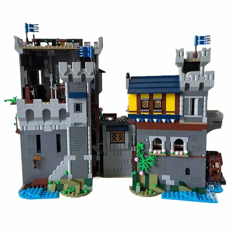 Moc Fortress Model Building Blocks para Criança, Tijolos Técnicos, Montagem DIY, Brinquedos de Construção, Castelo Blue Knight, Presentes de Férias