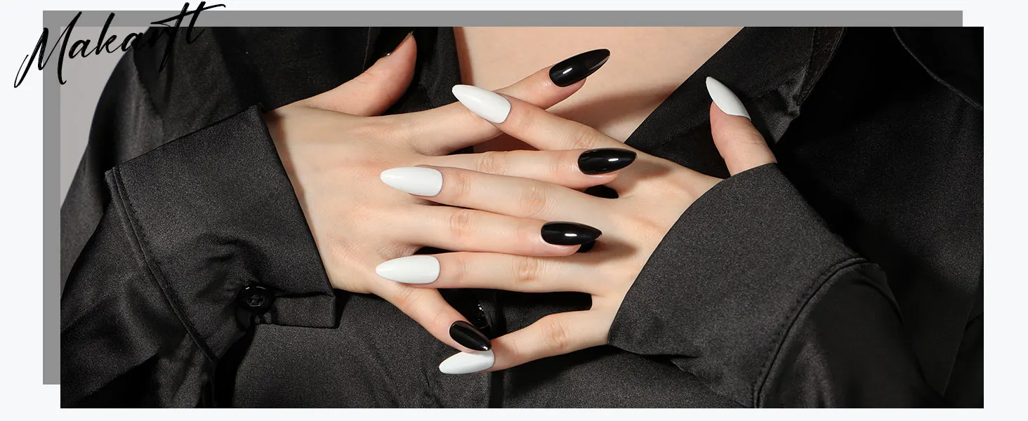 Makart Gel Nagellack Liner Set 8ml, 2 Farben Nail Art Sommer Französisch Politur weiß schwarz für Französisch Spitze Wirbel ziehen Nagel einweichen – Detail 8