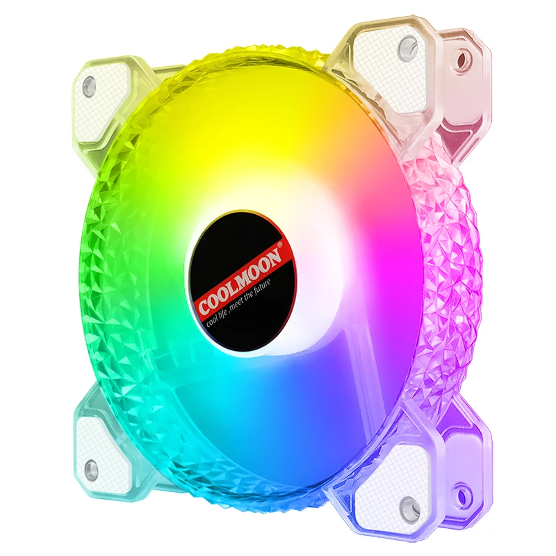 Coolmoon RGB Fan 120mm Fan Cooling PC Computer Case Fans 6PIN Adjustable Silent Cooler Radiator for Computer Case Chassis