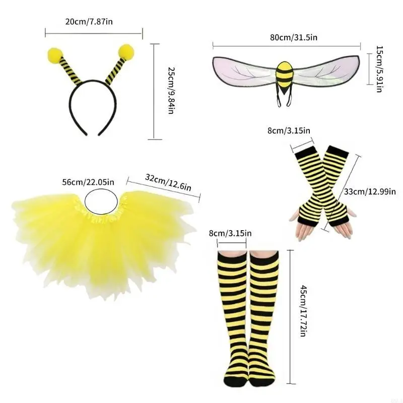 

68UA Tulle Skirt Headband Set Colorful Cosplay Animal Costume Set for Dancing Wear