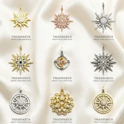 Pendant Sun Star CZ Pave Summer Winter New 925 Sterling Silver Fine Jewelry Europe Style Accessories Gift For Men Woman