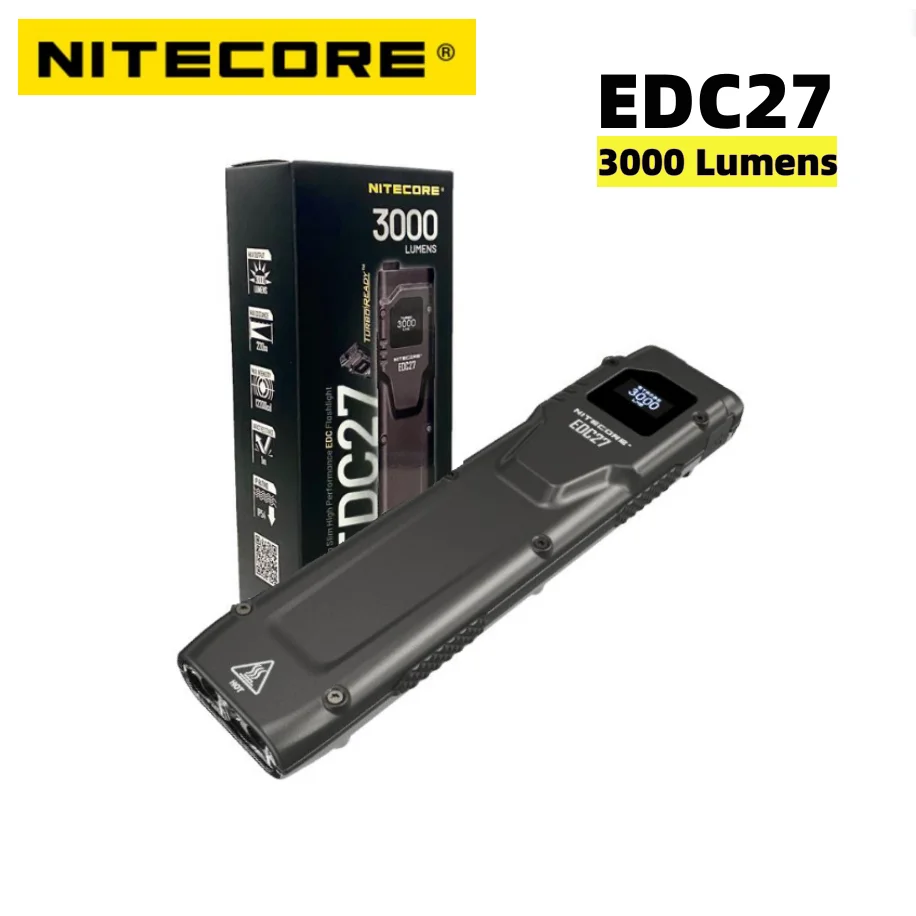 Nitecore Edc27 Zaklamp 3000Lumen USB-C Oplaadbare Tactische Oled Real-Time Mini Zaklamp Sleutelhanger Licht Edc Ingebouwde Batterij