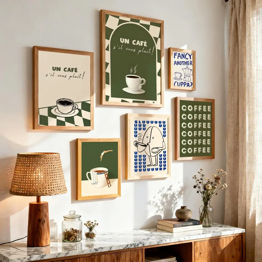 Coffee Diver Art Creativity Painting Calligraphy Aesthetic Canvas Wall Poster Modern Room Bedroom Cafe Wall Artwork