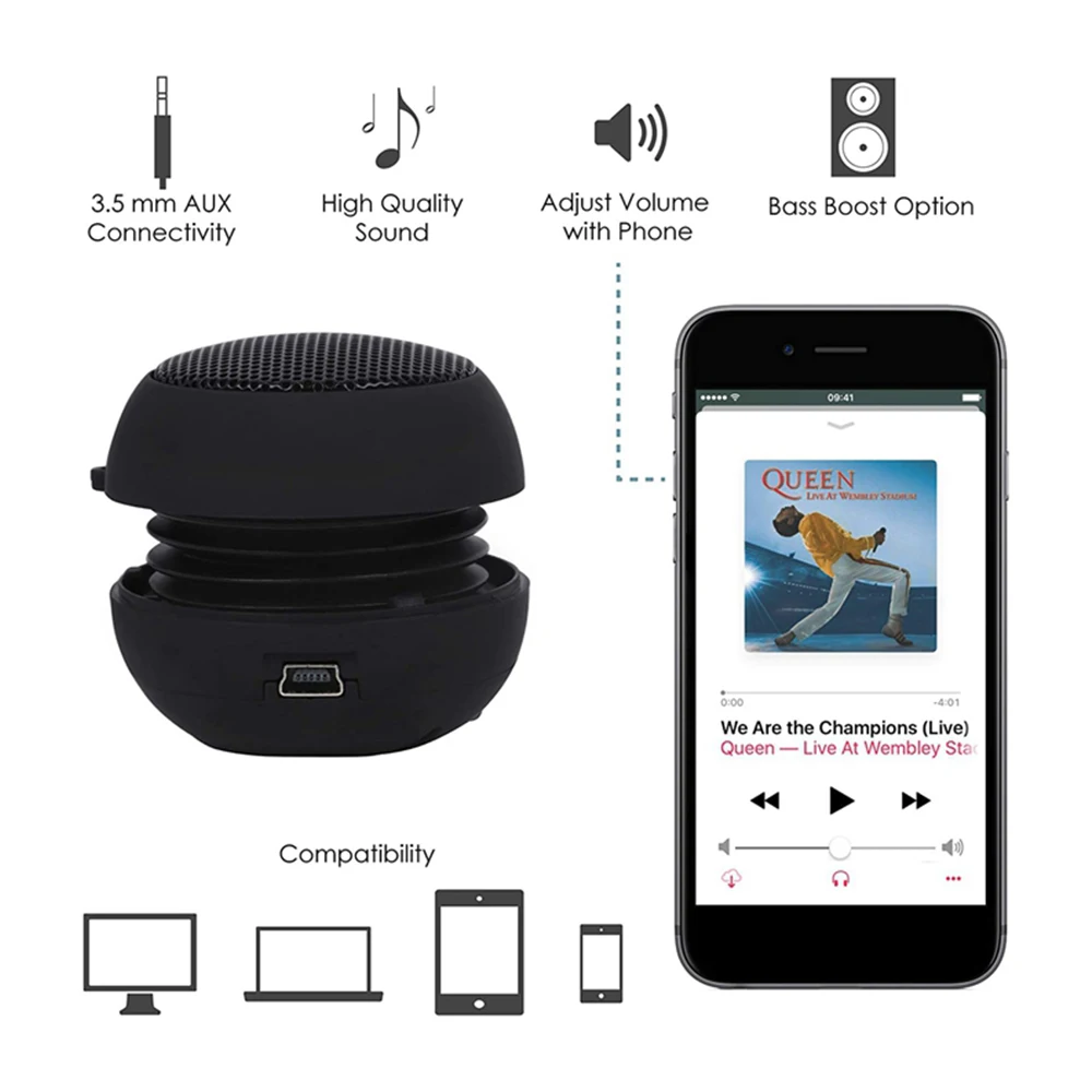 3W Mini speaker Portable Rechargeable Travel Speaker With 3.5mm Wired Headphone jack Wired Sound Box Loundspeaker Speaker
