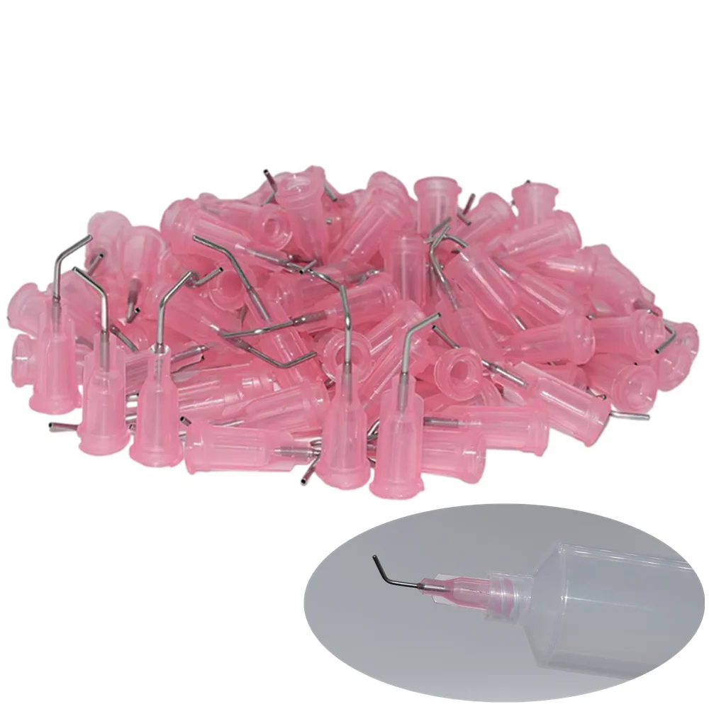 

100pcs/1000pcs 20G Bent Dispensing Tips Adhesive Glue Dispensing Needle Glue Dispenser 45 Degree Bent Tapered Needles Blunt Tips