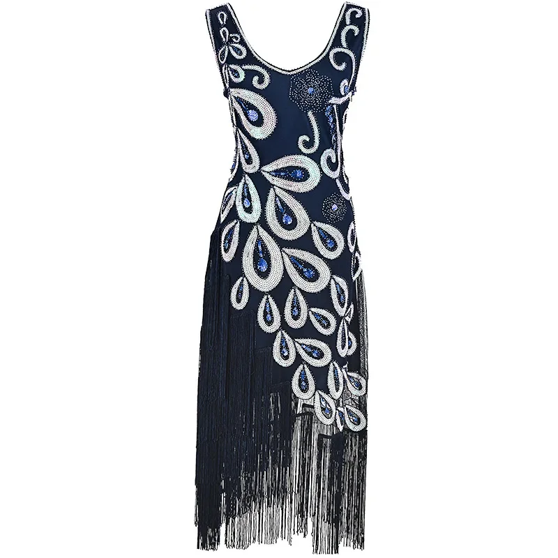 Abito da donna vintage 1920s flapper abiti da festa per donna maniche da sposa Corona abito da festa con frange di paillettes vestidos robe Gatsby