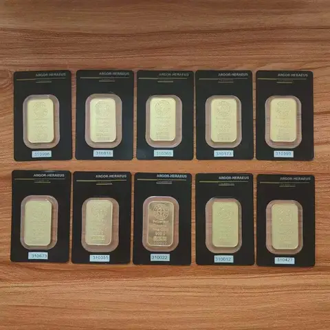 스위스 아르고르 헤레우스 금괴, 24K 금도금 금괴, 외화 선물, 동전 금괴 컬렉션, 1 온스, 5 개, 10 개