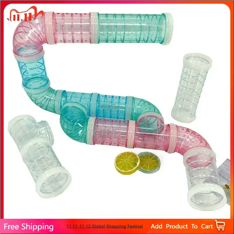 

Cute DIY Hamster Tunnel Toy Pet Sports Training Pipeline Transparent Runway Toy Pet Hamster Game for Small Animal Accessories