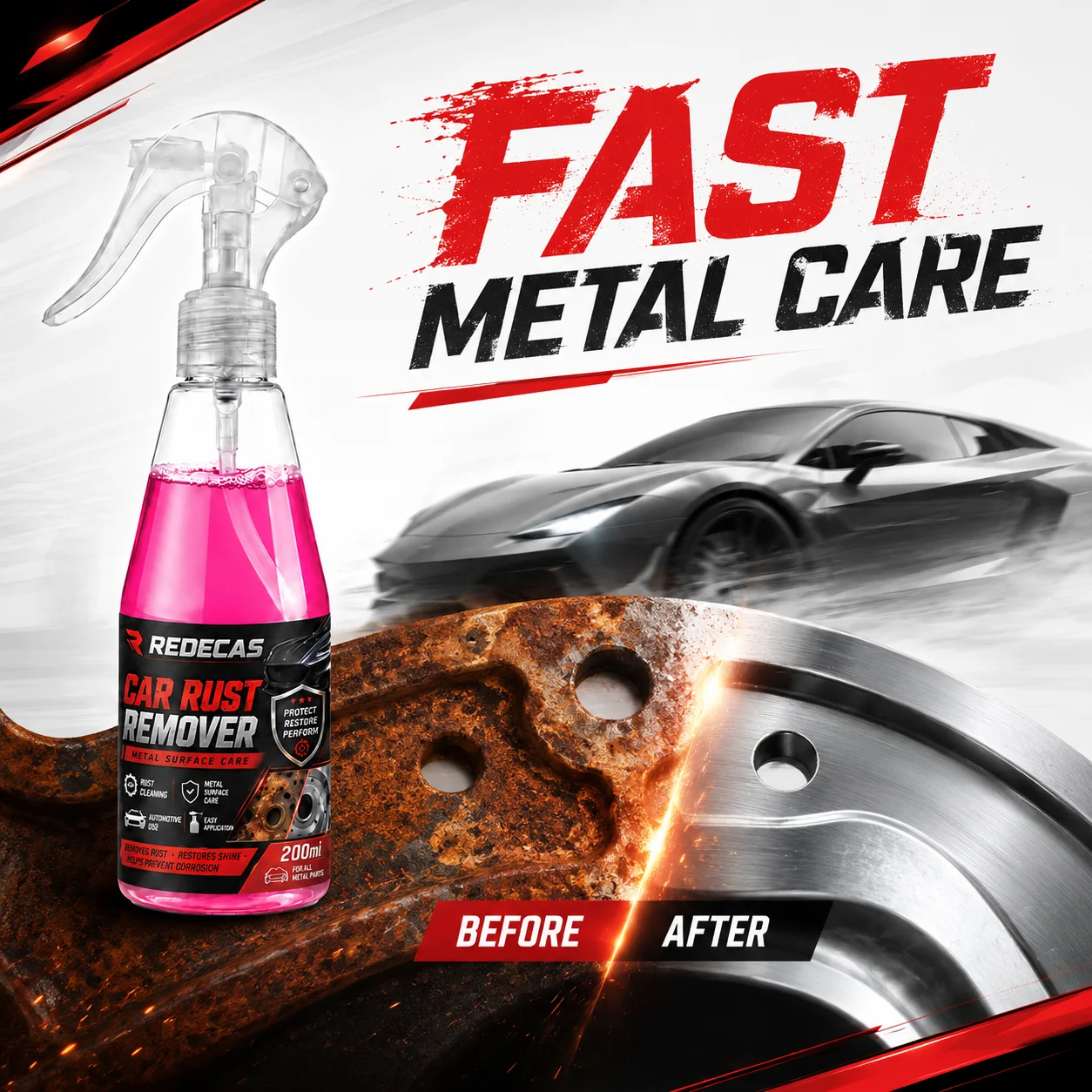 Wheel Hub Hardware-Specific Rust Removal Cleaner Removes Rust Spots and Yellow Stains from Car Bodies, Quickly Penetrates and Decomposes Rust, Delays Re-Rusting, and Provides Maintenance Solution