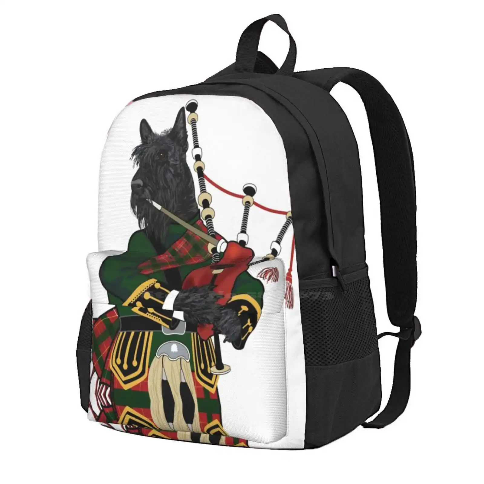 

Scottish Terrier Plays The Bagpipes Hot Sale Schoolbag Backpack Fashion Bags Scotty Scotties Scottish Terrier Scottish Bagpipes